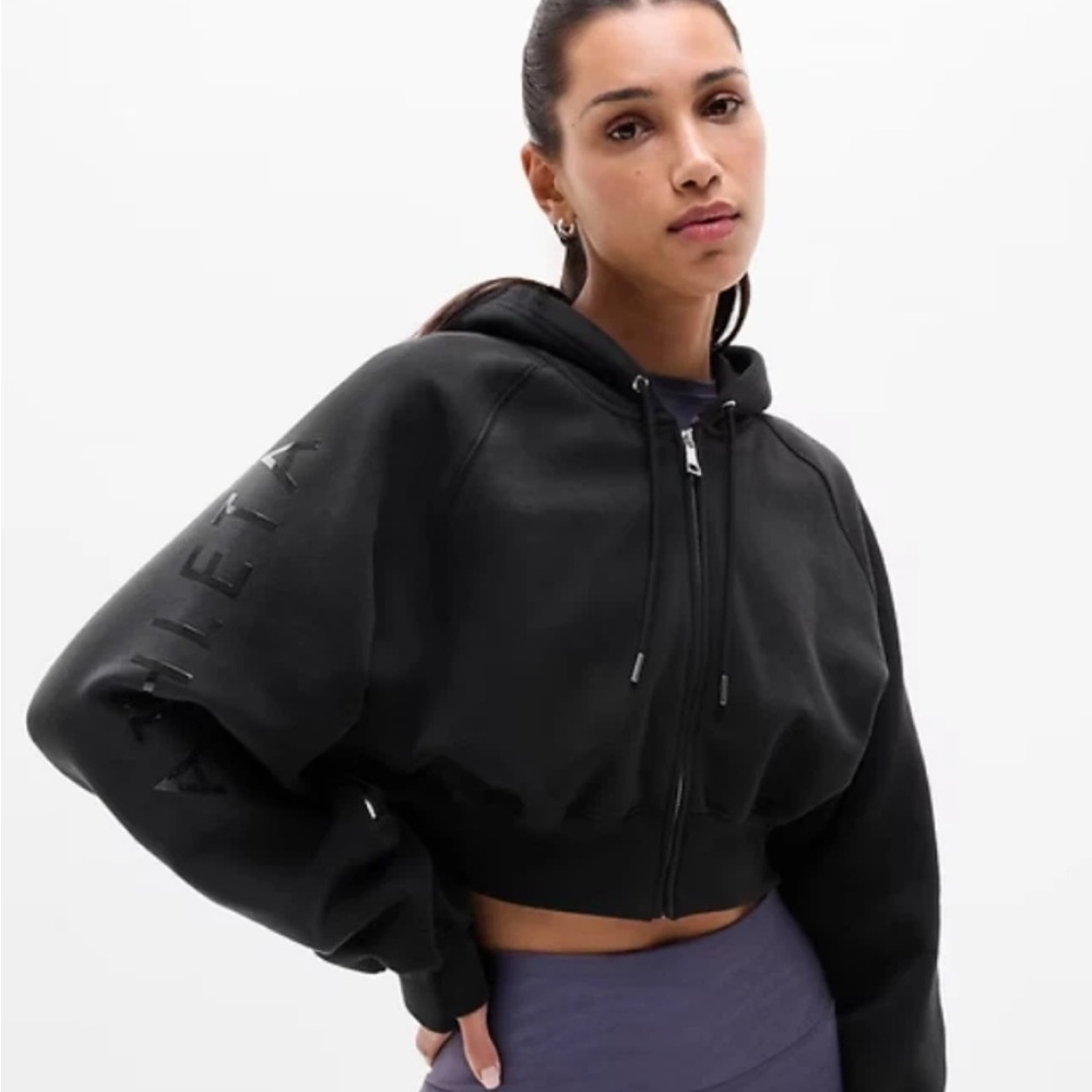 NWT Athleta Black Cropped Zip Hoodie Simone Biles Collab